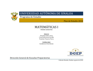 Matemáticas I: Programa de Estudio UAS, Primer Semestre