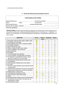 Escala de Conners para Padres: Cuestionario de Conducta Infantil