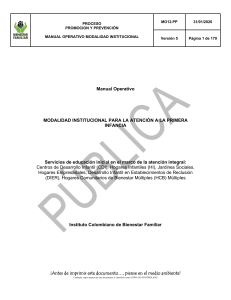 Manual Operativo Modalidad Institucional ICBF