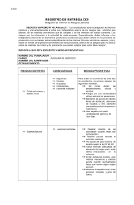 Registro ODI: Riesgos Laborales Auxiliar de Servicio