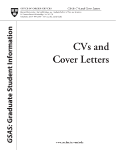 GSAS CV & Cover Letter Guide for Harvard Students