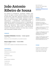 Currículo de João Antonio Ribeiro de Sousa - Biomedicina e Inglês