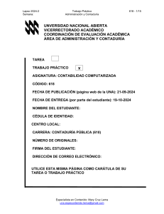 Tarea Contabilidad Computarizada UNA - Ejercicio Práctico