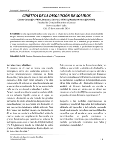 Cinética de Disolución: Informe de Laboratorio de Química