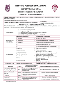 Comportamiento Humano en el Trabajo - Programa de Estudios