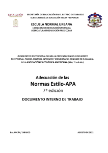 Lineamientos APA 7ª Edición - Escuela Normal Urbana