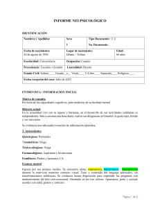 Informe Neuropsicológico: Evaluación Cognitiva en Adulto Mayor