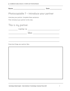 Introduce Your Partner Worksheet - Cambridge Global English