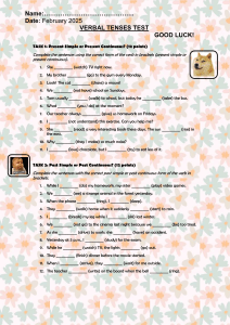 VERBAL TENSES TEST A2 