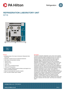 R715 Refrigeration Lab Unit: Vapour Compression Cycle Analysis