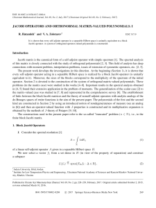 Jacobi Operators & Matrix Polynomials