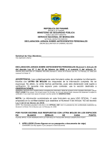 Declaración Jurada de Antecedentes Personales - Panamá