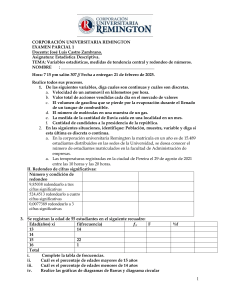 Examen Estadística Descriptiva: Variables y Tendencia Central