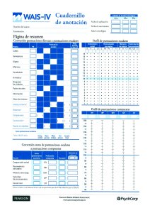 WAIS-IV Record Form: Cognitive Assessment