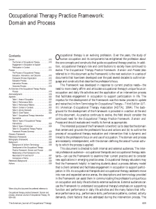 Occupational Therapy Practice Framework: Domain & Process