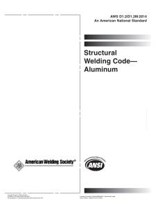 Código de Soldagem Estrutural - Alumínio AWS D1.2