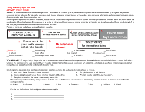 Ejercicios de Inglés: Vocabulario, Letreros y Conversaciones