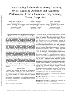 Learning Styles & Performance in Computer Programming