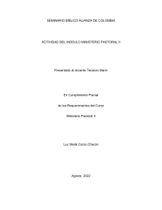 Ministerio Pastoral: Trabajo del Seminario Bíblico Alianza