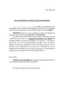 Escrito Judicial: Señalamiento de Juicio y Solicitud de Espera