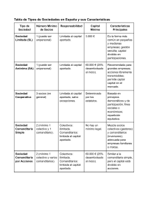 Tipos de Sociedades en España: Tabla Comparativa