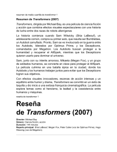 reseñade media cuartilla de transformer 1