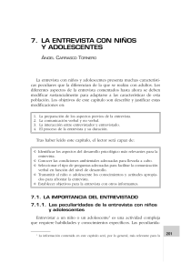 Entrevista con Ni&ntilde;os y Adolescentes: Desarrollo Psicol&oacute;gico