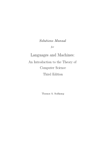 Solutions Manual: Languages and Machines, 3rd Edition