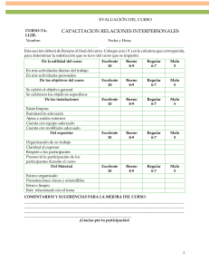 Evaluación Curso: Relaciones Interpersonales