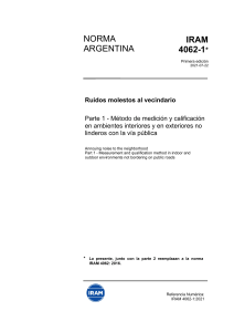 IRAM 4062-1: Ruidos Molestos al Vecindario - Medición y Calificación