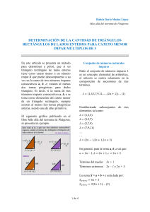 TERNAS PITAGÓRICAS DE CATETO MENOR MÚLTIPLOS DE 3