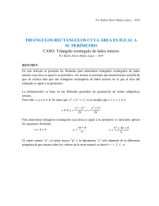 TRIÁNGULOS RECTÁNGULOS CUYA ÁREA ES IGUAL A SU PERÍMETRO