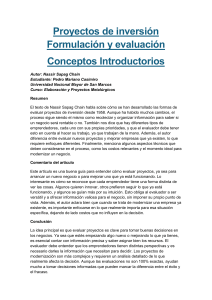 Proyectos de Inversión: Formulación y Evaluación