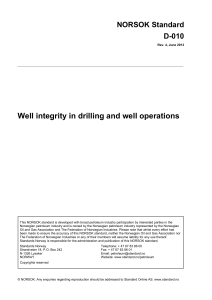 NORSOK D-010: Well Integrity in Drilling & Operations