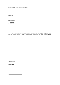 Carta de Devolución de Reguladores de Gas