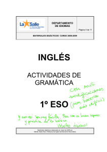 Inglés 1º ESO: Actividades de Gramática