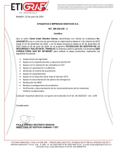 Certificado de Aprendizaje David Blandon Gomez