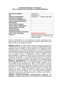 Contrato Individual de Trabajo por Obra Determinada