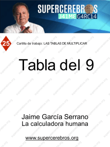 Tabla del 9: Cartilla de Multiplicación Supercerebros