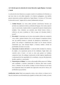 Criterios de Selecci&oacute;n de Textos Literarios: Bajour, Carranza, Sardi