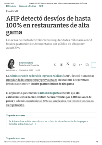 Evasión fiscal en restaurantes de alta gama en Argentina