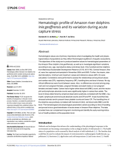 Amazon River Dolphin Hematology & Capture Stress Research