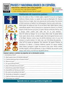 Países y Nacionalidades en Español: Ejercicio de Lectura