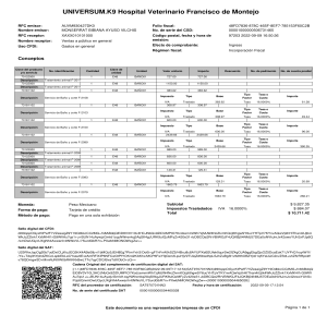 Factura Veterinaria UNIVERSUM.K9: Servicios y Detalles