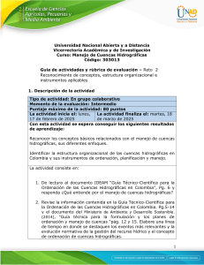 Guía de Actividades: Manejo de Cuencas Hidrográficas