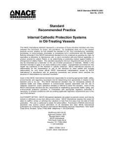 Cathodic Protection in Oil-Treating Vessels: NACE Standard