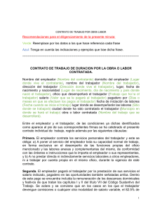 Contrato de Trabajo por Obra o Labor Contratada