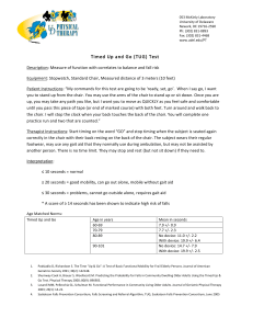 Timed Up and Go (TUG) Test Protocol & Norms