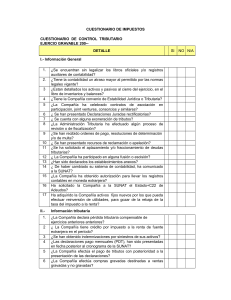 Cuestionario de Control Tributario: Impuestos y Contabilidad