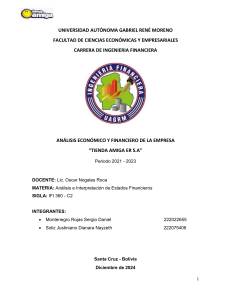 An&aacute;lisis Financiero Tienda Amiga ER S.A. 2021-2023